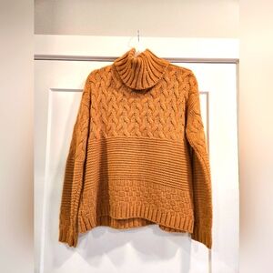 Lulus Chunky Cable-knit Turtleneck Sweater in Goldenrod
